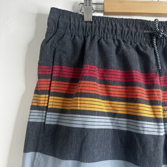 Hang Ten Shorts Mens XL Light Blue Striped Swim Trunks Quick Dry Board Shorts - Picture 2 of 8